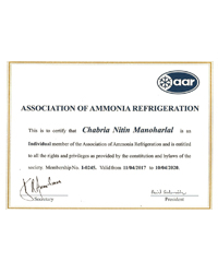 Association of Ammonia Refrigeration Certificate