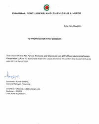 Chambal Fertilizers - Dealership Certificate
